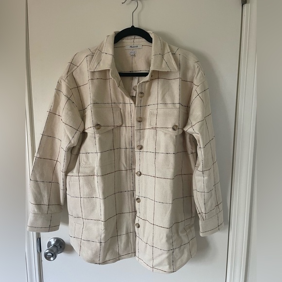 NWT Bouclé Oversized Shirt-Jacket in Windowpane - Picture 4 of 6